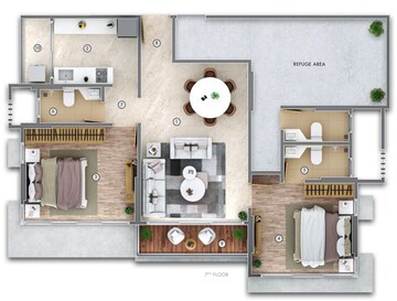 Floor Plan in 3 BHK Apartment at Suraj Palette, Dadar West – for Sale