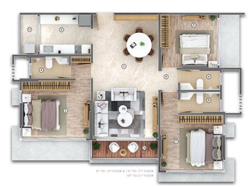 Floor Plan in 3 BHK Apartment at Suraj Palette, Dadar West – for Sale