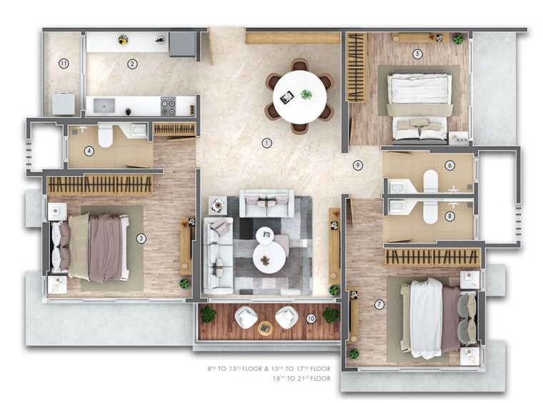 Floor Plan, suraj-palette 3 Bedroom 1106 Sq.Ft. Apartment In Dadar West Mumbai 9902769