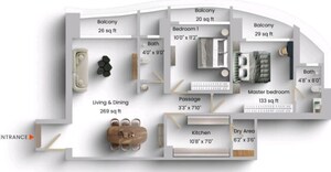 Floor Plan in 2 BHK Apartment at Sunteck City Avenue 1, Goregaon West – for Sale