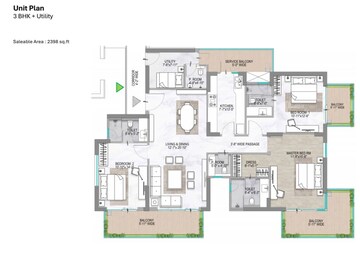 Floor Plan in 3 BHK Apartment at M3M Opus, Sector 67 – for Sale