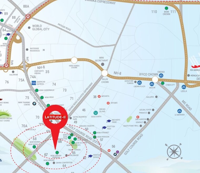 Map Location, m3m-opus 3 Bedroom 2398 Sq.Ft. Apartment In Sector 67 Gurgaon 9932088