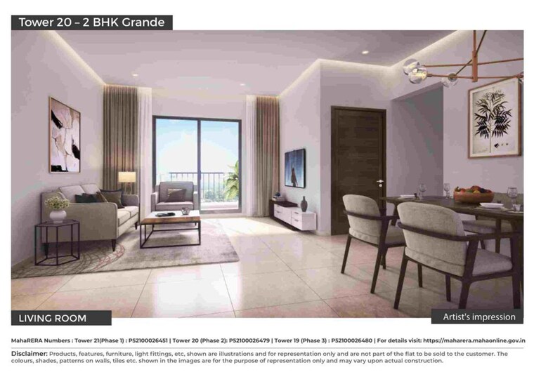 Living Room, shapoorji-pallonji-joyville-celestia 3 Bedroom 970 Sq.Ft. Apartment In Hadapsar Pune 9932320