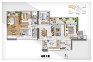 Floor Plan in 3 BHK Apartment at Kumar Primus, Hadapsar – for Sale