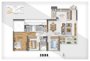 Floor Plan in 3 BHK Apartment at Kumar Primus, Hadapsar – for Sale