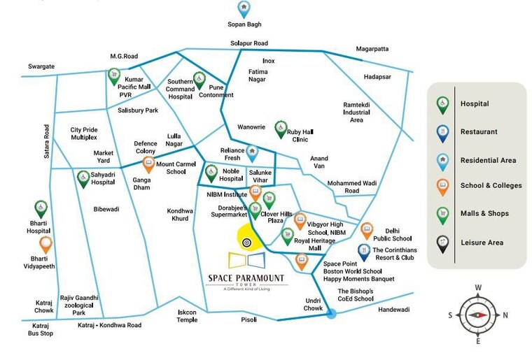 Map Location, space-paramount-tower 3 Bedroom 1058 Sq.Ft. Apartment In Kondhwa Pune 9932750