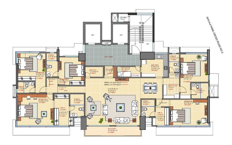 Floor Plan, sugee-gaurav 3 Bedroom 1100 Sq.Ft. Apartment In Dadar West Mumbai 9936509