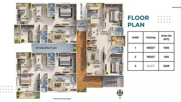 Floor Plan in 2 BHK Apartment at Almasguda – for Sale