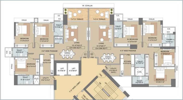 Floor Plan, sobha-inizio 2 Bedroom 847 Sq.Ft. Apartment In Parel Mumbai 9937019