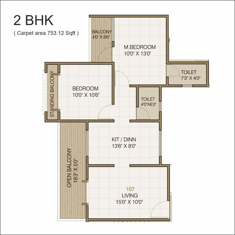 Floor Plan, mayuri-adhinathpuram 2 Bedroom 753 Sq.Ft. Apartment In Undri Pune 9937203