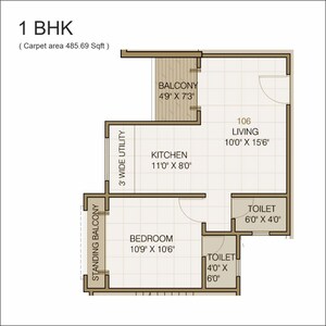 Floor Plan in 1 BHK Apartment at Mayuri Adhinathpuram, Undri – for Sale