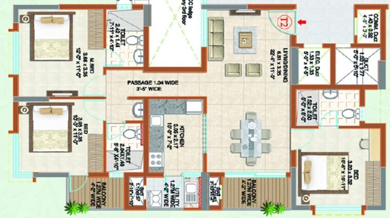 Floor Plan, ahad-serenity 3 Bedroom 1462 Sq.Ft. Apartment In Rayasandra Bangalore 9938611