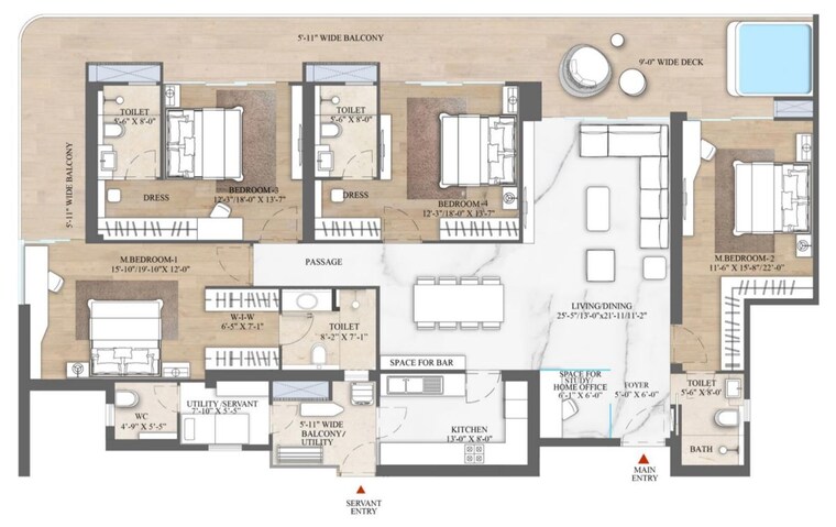 Floor Plan, smart-world-the-edition 3.5 Bedroom 3006 Sq.Ft. Apartment In Sector 66 Gurgaon 9939302