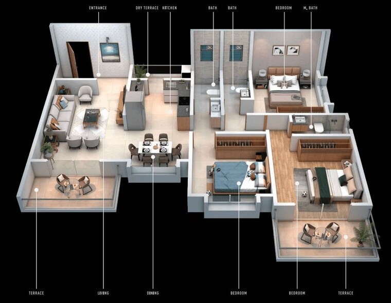Floor Plan, ravet 3 Bedroom 1125 Sq.Ft. Apartment In Ravet Pune 9939436