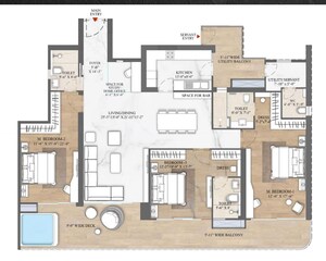 Floor Plan in 4 BHK Apartment at Smart World The Edition, Sector 66 – for Sale