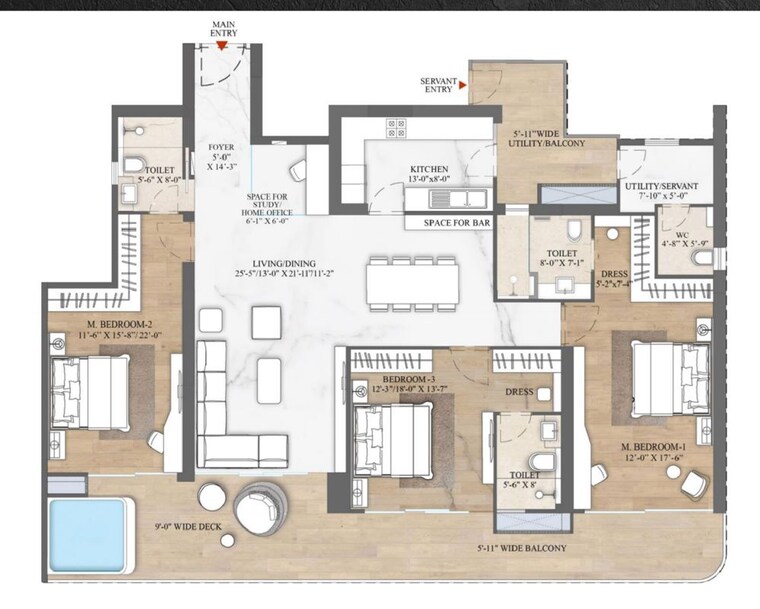 Floor Plan, smart-world-the-edition 4 Bedroom 3505 Sq.Ft. Apartment In Sector 66 Gurgaon 9939355