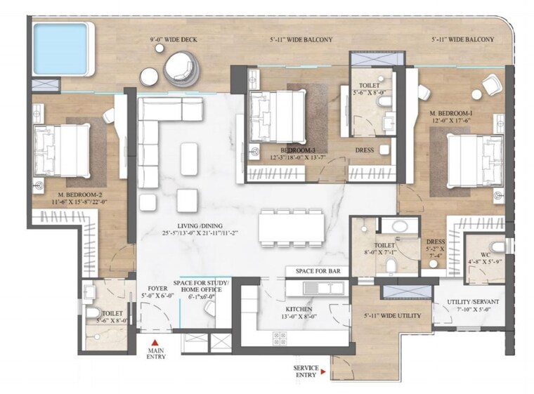 Floor Plan, smart-world-the-edition 4 Bedroom 3660 Sq.Ft. Apartment In Sector 66 Gurgaon 9939614