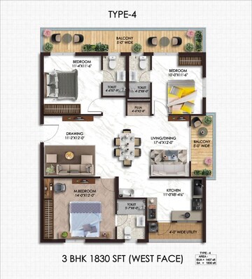 Floor Plan in 3 BHK Apartment at Elegant Nivasa, Kollur – for Sale