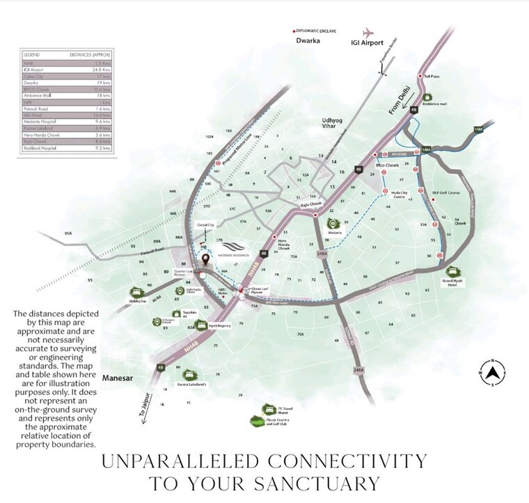 Map Location, krisumi-waterside-residences 3 Bedroom 2260 Sq.Ft. Apartment In Sector 36a Gurgaon 9939701