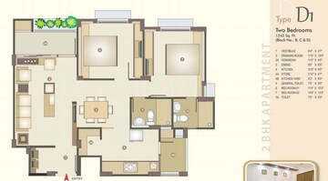 Floor Plan in 2 BHK Apartment at Vejalpur – for Rent