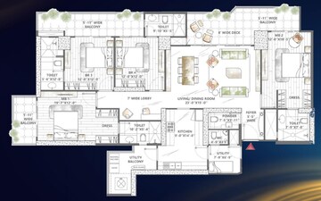 Floor Plan in 4 BHK Apartment at Smart World Sky Arc, Sector 69 – for Sale