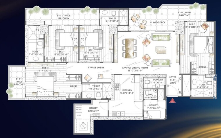 Floor Plan, smart-world-sky-arc 4 Bedroom 3680 Sq.Ft. Apartment In Sector 69 Gurgaon 9947685