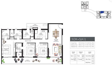 Floor Plan in 3.5 BHK Apartment at Krisumi Waterfall Residences, Sector 36a – for Sale