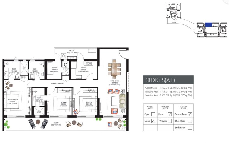 Floor Plan, krisumi-waterfall-residences 3.5 Bedroom 2503 Sq.Ft. Apartment In Sector 36a Gurgaon 9947720