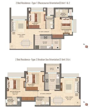 Floor Plan in 2 BHK Apartment at Lodha Vista, Lower Parel – for Sale