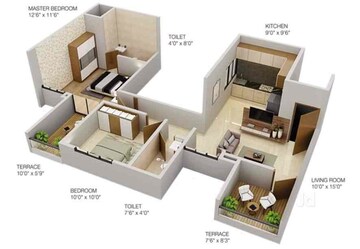 Floor Plan in 3 BHK Apartment at Ravet – for Sale