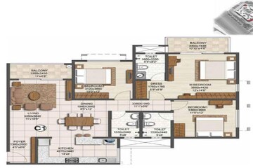 Floor Plan in 3 BHK Apartment at Brigade Buena Vista, Budigere – for Sale