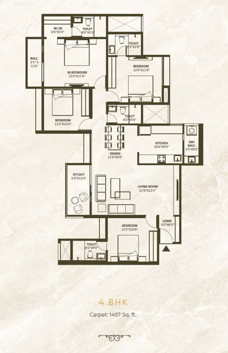 Floor Plan, wakad 2 Bedroom 803 Sq.Ft. Apartment In Wakad Pune 9871432