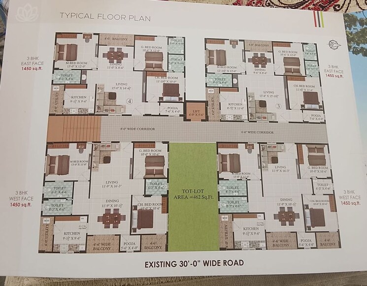 Floor Plan, madhurawada 3 Bedroom 1450 Sq.Ft. Apartment In Madhurawada Vizag 9928437