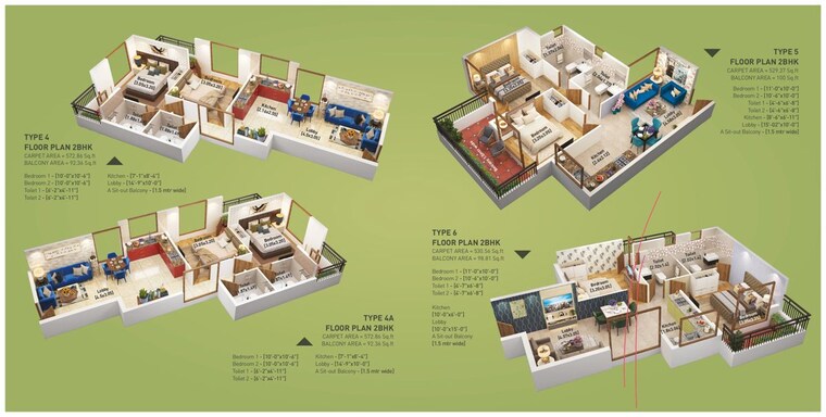 Floor Plan, breez-global-heights-89 3 Bedroom 745 Sq.Ft. Apartment In Sector 89 Gurgaon 9954421