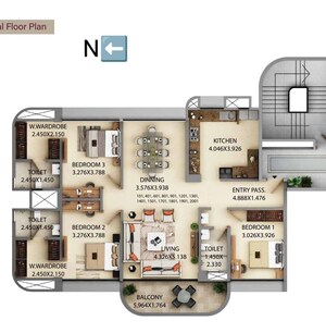 Floor Plan in 3 BHK Apartment at Kumar Siddhachal, Market Yard – for Sale