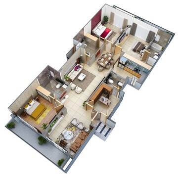 Floor Plan in 4 BHK Apartment at Uchdpl Veridia Oakwood Enclave, Wave City – for Sale
