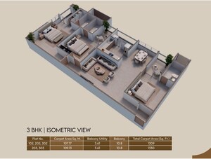 Floor Plan in 3 BHK Apartment at Chandragan Dhankawadi , Dhankawadi – for Sale