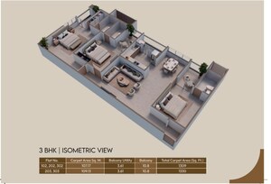 Floor Plan in 3 BHK Apartment at Chandragan Dhankawadi , Dhankawadi – for Sale