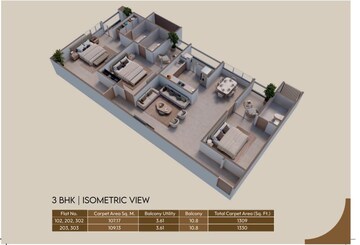 Floor Plan in 3 BHK Apartment at Chandragan Dhankawadi , Dhankawadi – for Sale