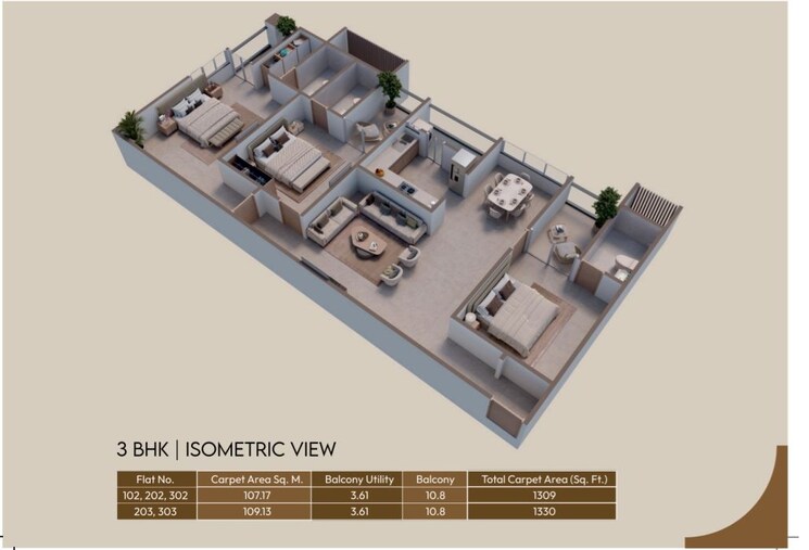 Floor Plan, chandragan-dhankawadi 3 Bedroom 1330 Sq.Ft. Apartment In Dhankawadi Pune 9954876