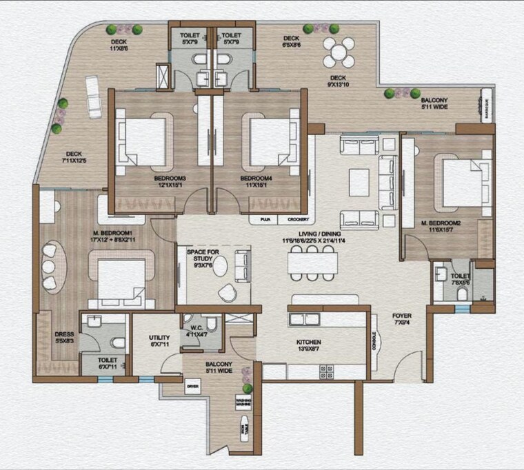 Floor Plan, smart-world-one-dxp 3 Bedroom 2450 Sq.Ft. Apartment In Sector 113 Gurgaon 9956200
