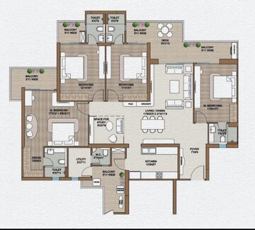 Floor Plan in 3.5 BHK Apartment at Smart World One DXP, Sector 113 – for Sale