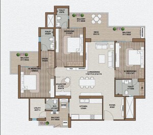 Floor Plan in 4 BHK Apartment at Smart World One DXP, Sector 113 – for Sale