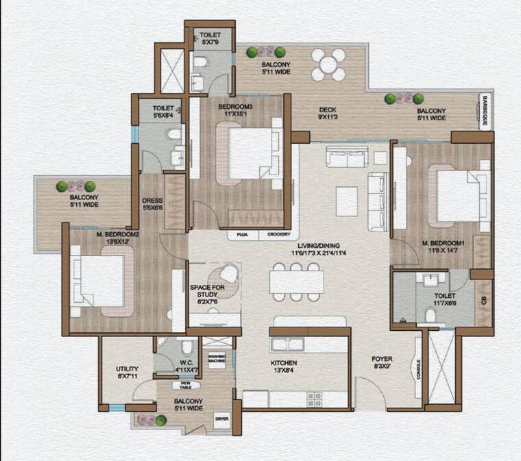 Floor Plan, smart-world-one-dxp 4 Bedroom 3203 Sq.Ft. Apartment In Sector 113 Gurgaon 9956424