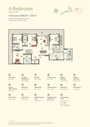 Floor Plan in 4 BHK Apartment at Max Estate 361, Sector 36a – for Sale