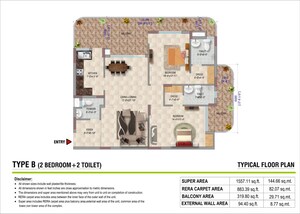 Floor Plan in 2 BHK Apartment at Kanpur Road – for Sale