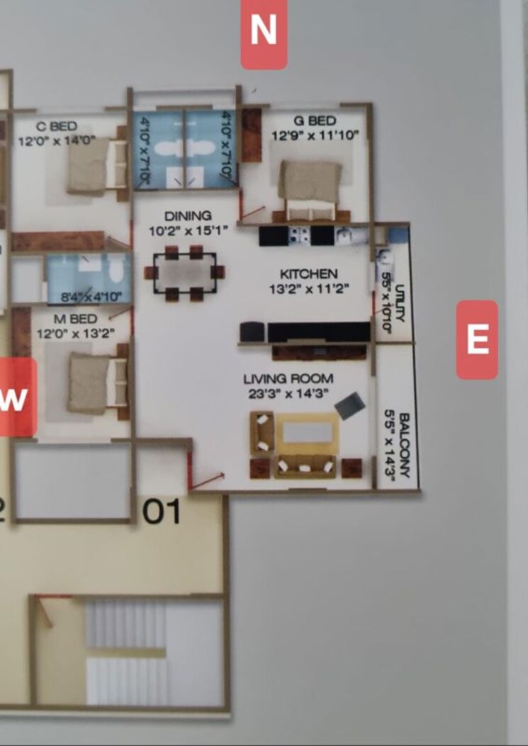 Floor Plan, ds-max-skycity 3 Bedroom 2109 Sq.Ft. Apartment In Thanisandra Bangalore 9957803