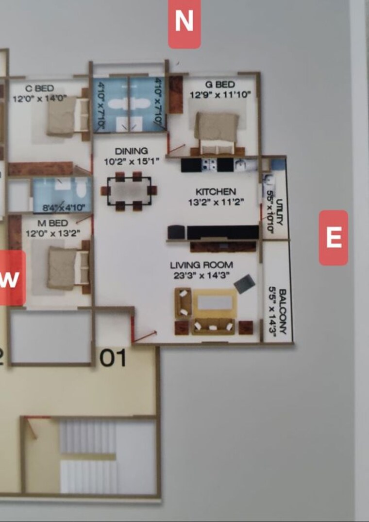 Floor Plan, ds-max-skycity 3 Bedroom 2109 Sq.Ft. Apartment In Thanisandra Bangalore 9957803