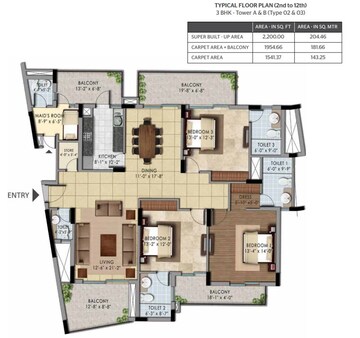 Floor Plan in 3.5 BHK Apartment at Gomti Nagar – for Sale