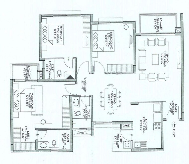 Floor Plan, godrej-eternity 3 Bedroom 1707 Sq.Ft. Apartment In Kanakapura Road Bangalore 9960276